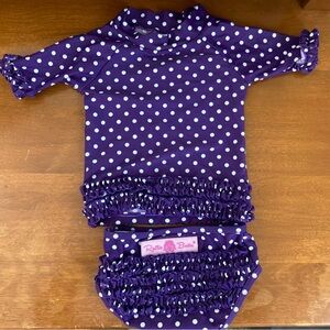 Ruffle Butts Purple Polka Dot Kids Swim Set